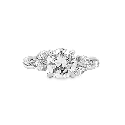 Round Diamond Side Stone Engagement Ring in White Gold by Gabriel & Co.