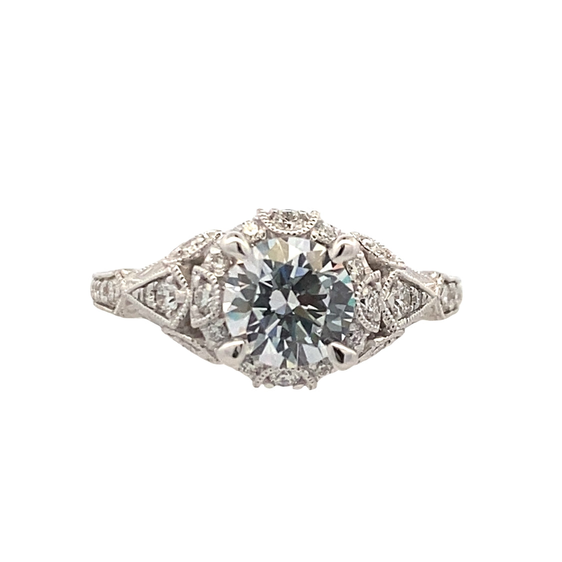 Vintage Style Engagement Ring in White GOld by Gabriel & Co.