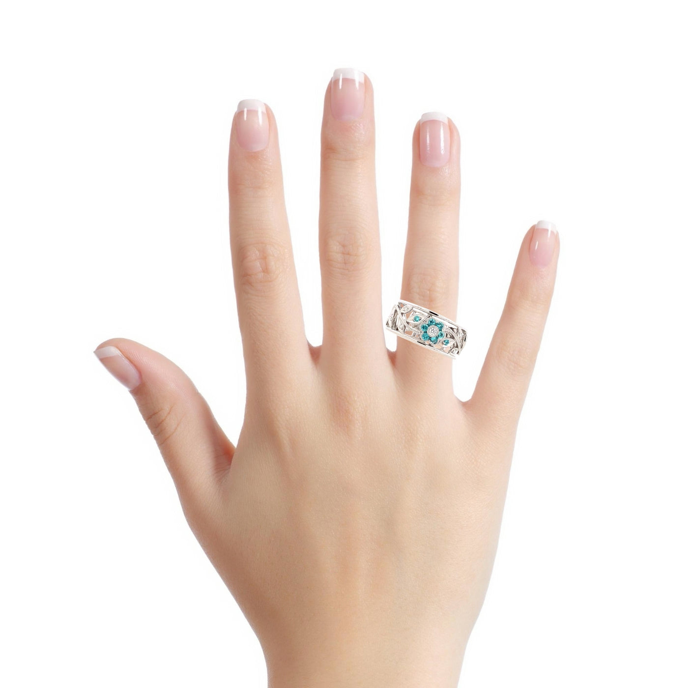 Paraiba Tourmaline and Diamond Ring in White Gold by Simon G