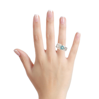 Paraiba Tourmaline and Diamond Ring in White Gold by Simon G