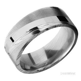 Lashbrook Damascus Steel Designs Wedding Band D8F11ANGLED/SS