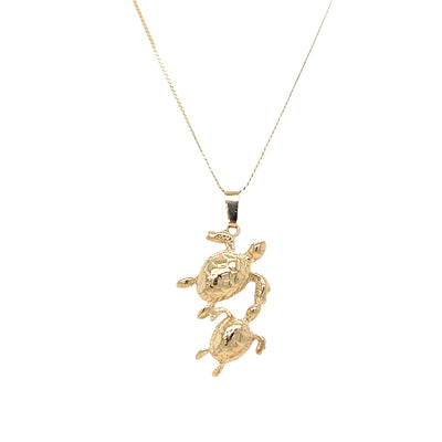 ESTATE Mother and Baby Turtle Pendant in Yellow Gold