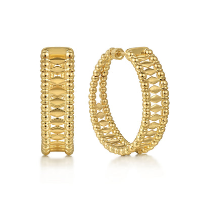 Beaded Wide Hoop Earrings in Yellow Gold by Gabriel & Co.