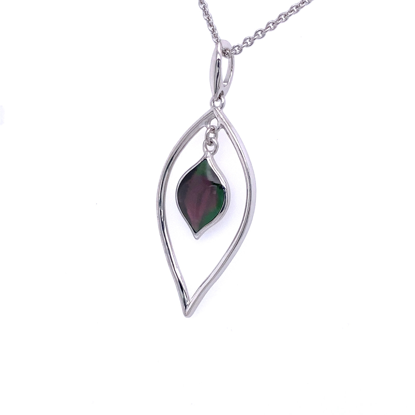 Black Mother of Pearl Drop Pendant in Silver by Kabana