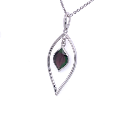 Black Mother of Pearl Drop Pendant in Silver by Kabana