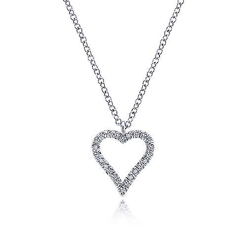 Gabriel & Co. 14 Karat White Gold Diamond Open Heart Necklace NK5452W45JJ