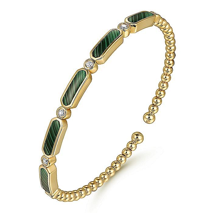 Gabriel & Co. 14 Karat Bangle Malachite & Diamond Bracelets BA4940-62Y45MA