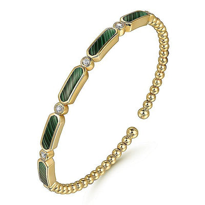 Malachite and Diamond Bangle in Yellow Gold by Gabriel NY