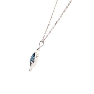London Blue Topaz and Diamond Pendant in White Gold by Allison Kaufman