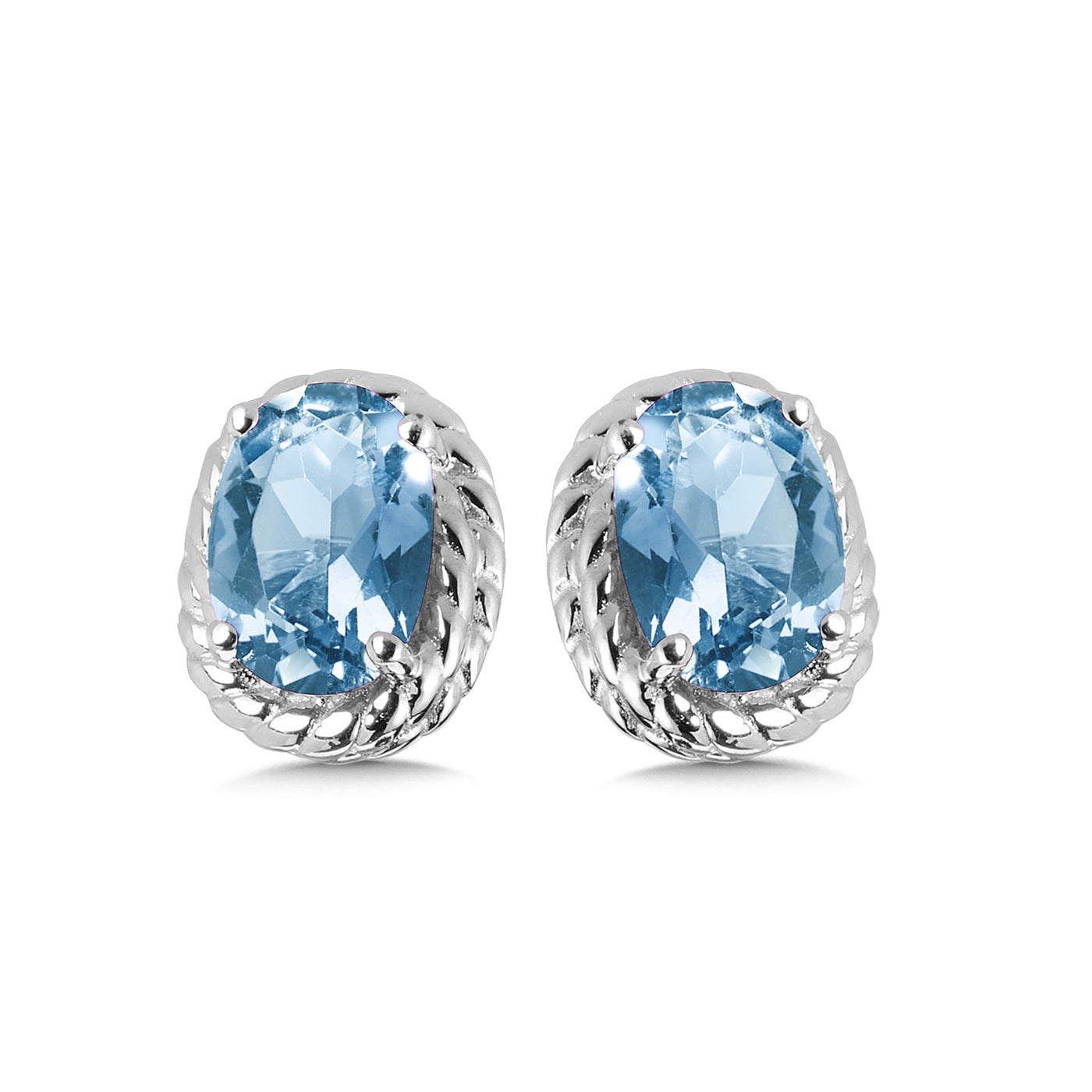 Blue Topaz Stud Earrings in Silver