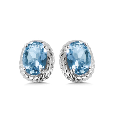 Blue Topaz Stud Earrings in Silver