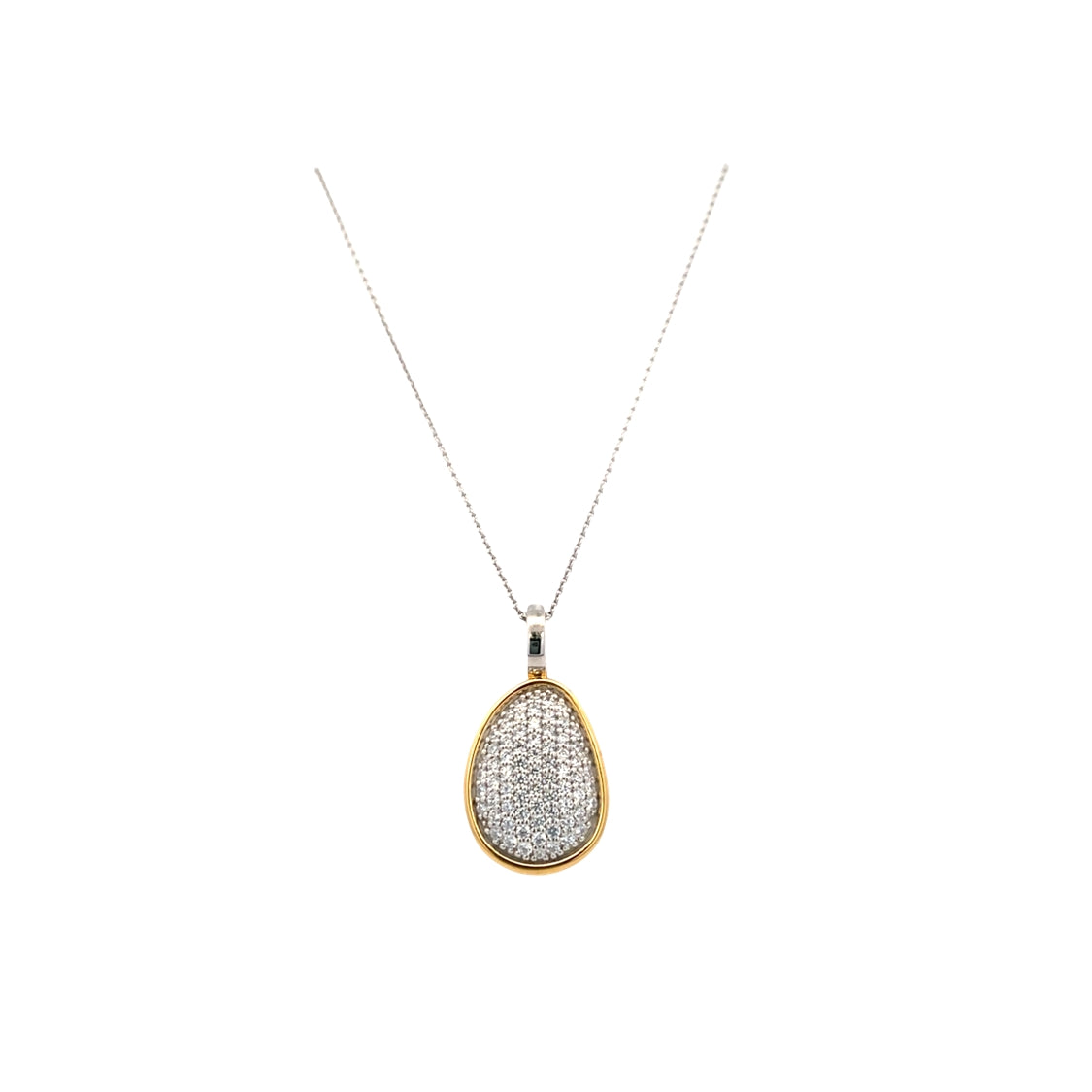 CZ Teardrop Pendant in Silver and Yellow Gold Plating by Ti Sento Milano with 18" Chain