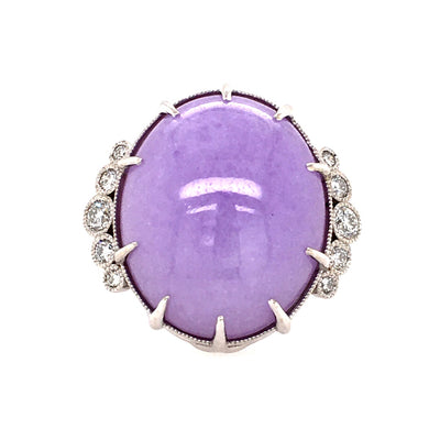 Brian's Vault 18 Karat Vintage Inspired Natural Lavender Jade Ring