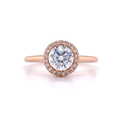 Round Diamond Halo Engagement Ring in Rose Gold