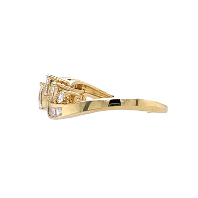 ESTATE Baguette and Marquise Diamond Ring in Yellow Gold