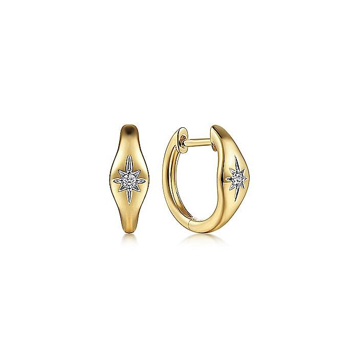Gabriel & Co. 14 Karat Yellow Gold Huggie Diamond Earrings EG14615Y45JJ