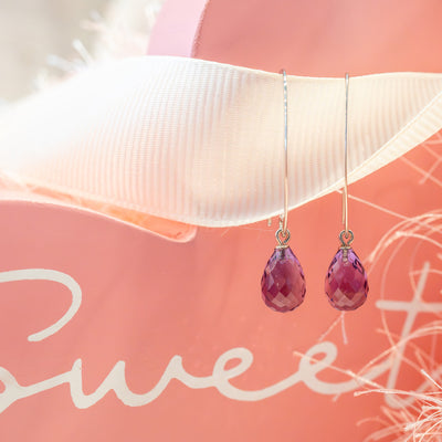 Amethyst Briolette Gemstone Earrings in Silver