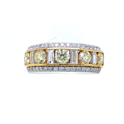 Five Stone Yellow Diamond Band in Two-Tone Gold by B&C