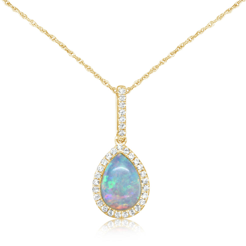 Parle 14 Karat Yellow Gold Opal Drop Style Gemstone Pendant PCO196N12CI