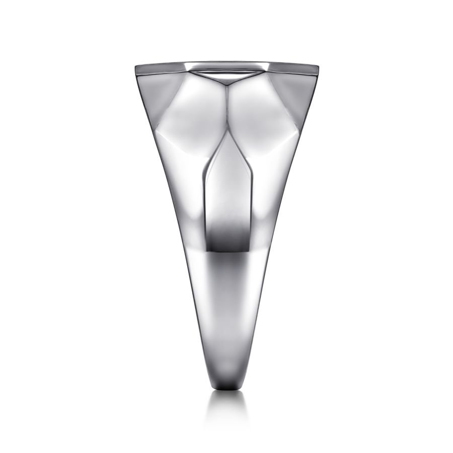 Black Spinel Signet Ring in Silver by Gabriel & Co.