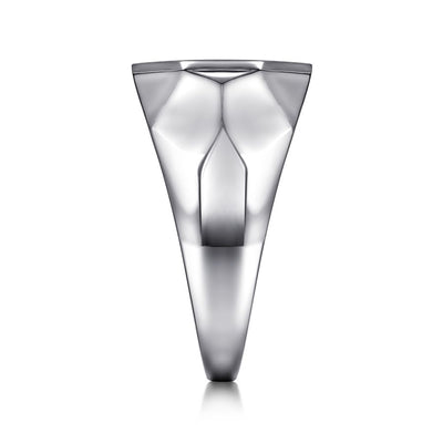 Black Spinel Signet Ring in Silver by Gabriel & Co.