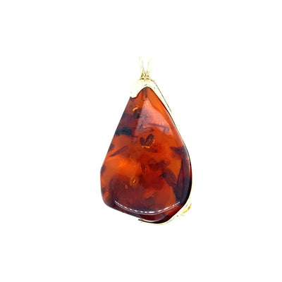 Estate Denmark Amber Pendant in Yellow Gold