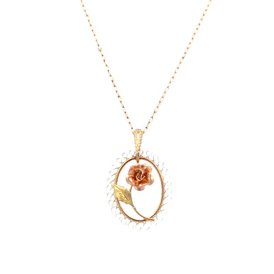 ESTATE  Kementz Rose Pendant in Two-Tone Gold