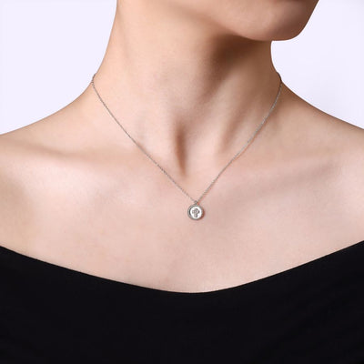 Diamond Cross Medallion Pendant in Silver by Gabriel & Co.