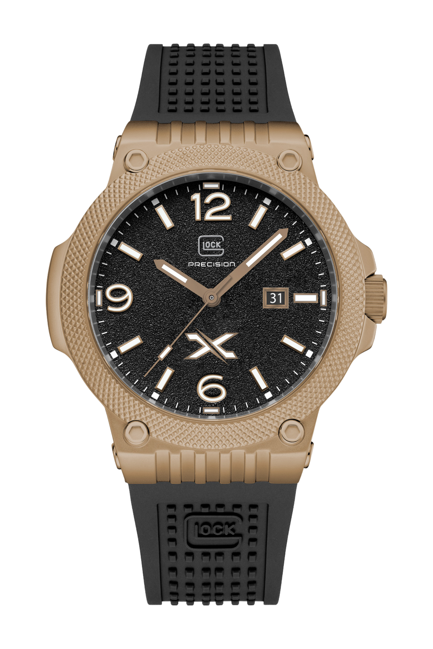 45mm Automatic Gunmetal SS Black Silicone Strap 10 ATM by Glock