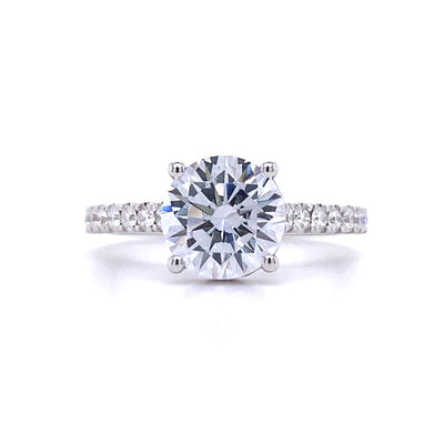 Round Diamond Side Stone Engagement Ring in White Gold by Simon G