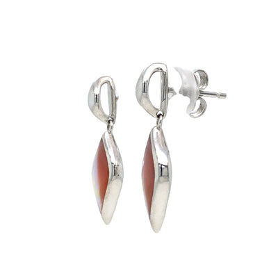 Pink Mother of Pearl Drop Earrings in SIlver by Kabana