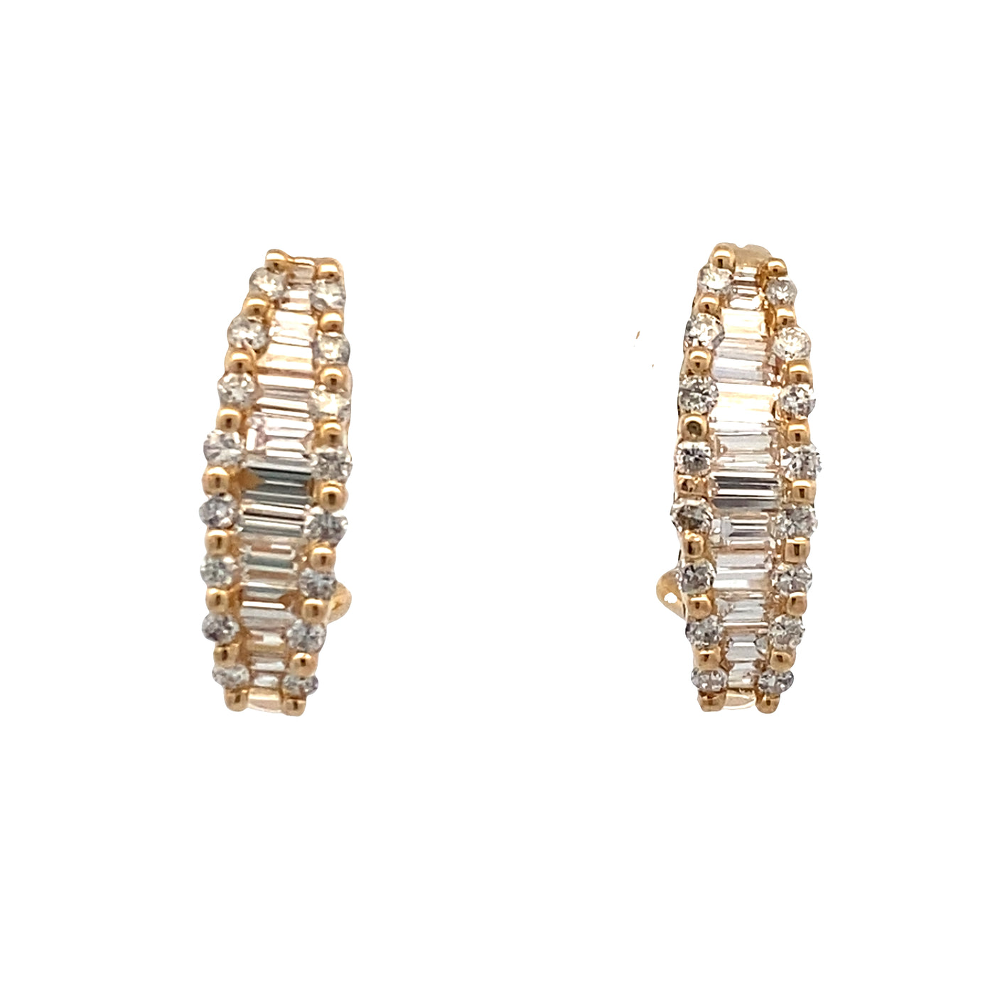 ESTATE Diamond Baguette and Round Diamond Earrings