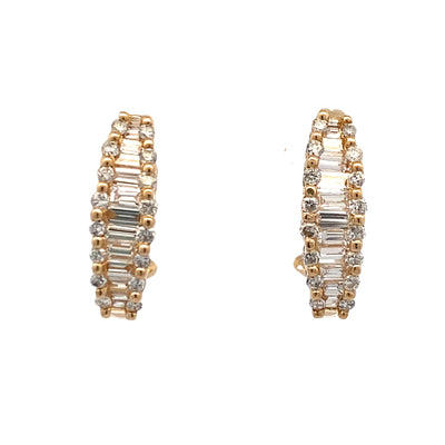 ESTATE Diamond Baguette and Round Diamond Earrings