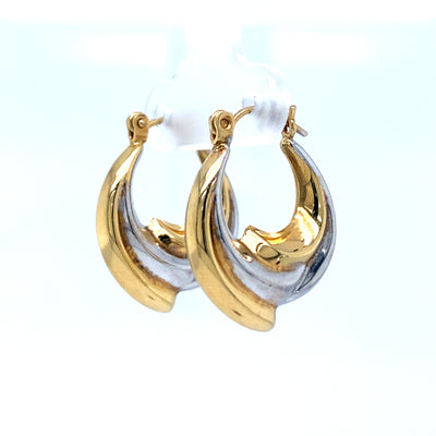 ESTATE Fancy Hoop Earrings in Two-Tone Gold