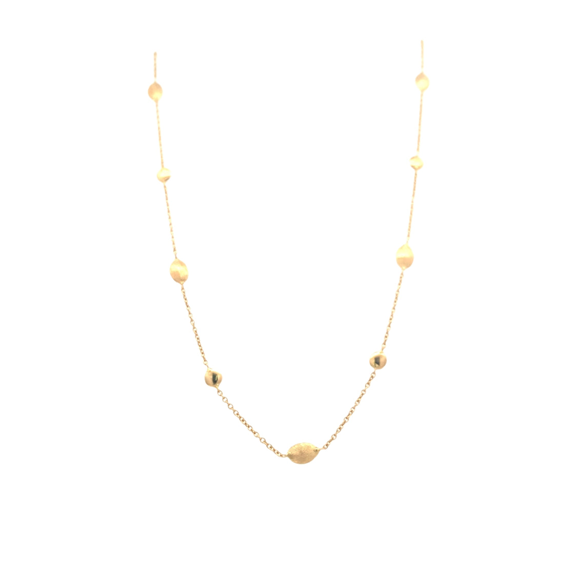 Hammered and Polished Disc Station Necklace in Yellow Gold