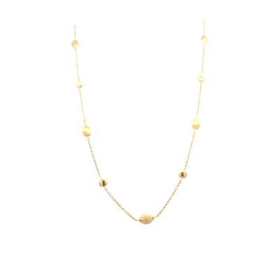 Hammered and Polished Disc Station Necklace in Yellow Gold