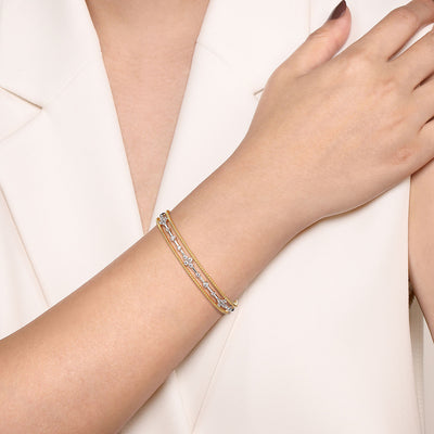 Fancy Diamond Cuff in Two-Tone Gold by Gabriel & Co.