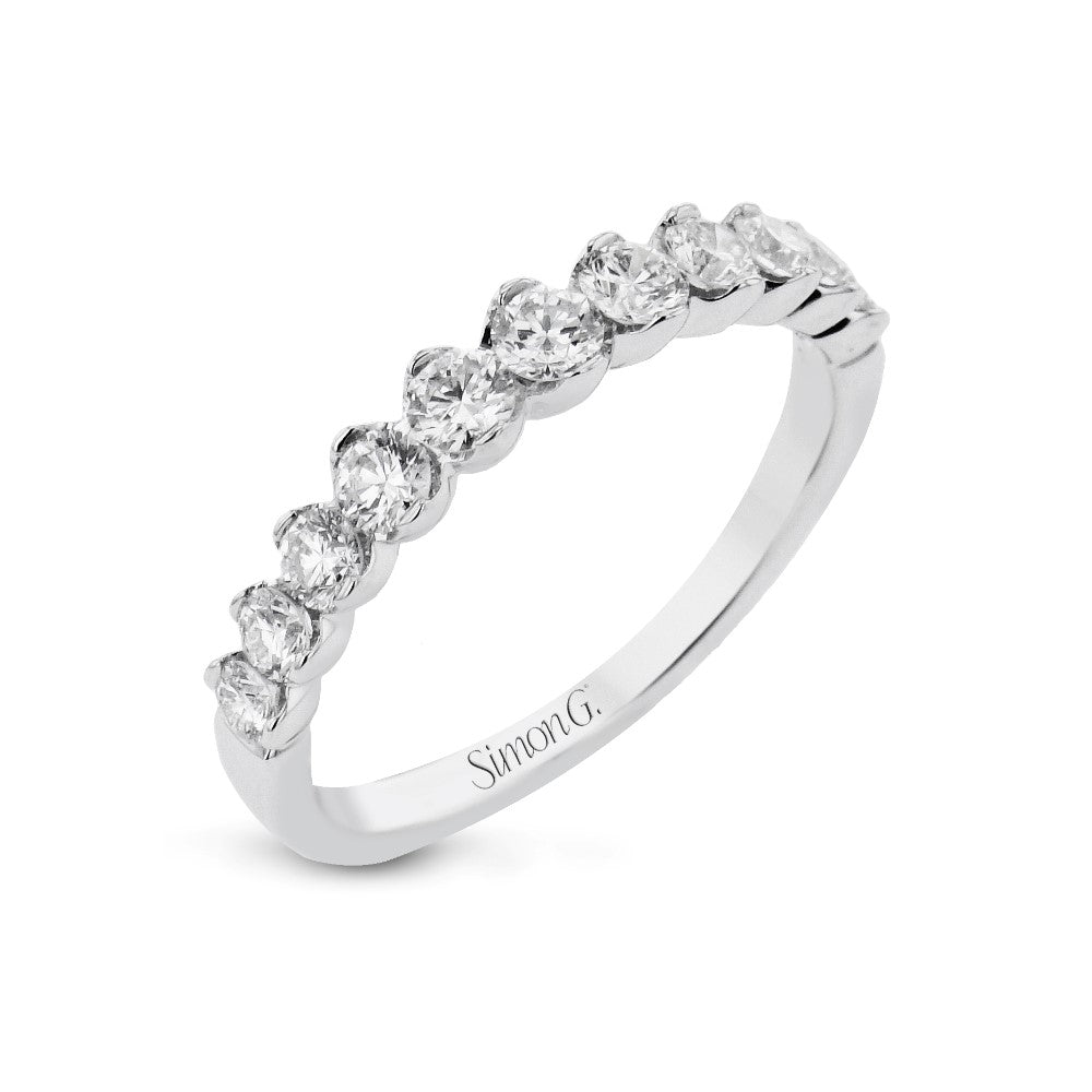 Simon G Jewelry 18 Karat White  Gold Round Diamond Wedding Band - Women's MR3012-B