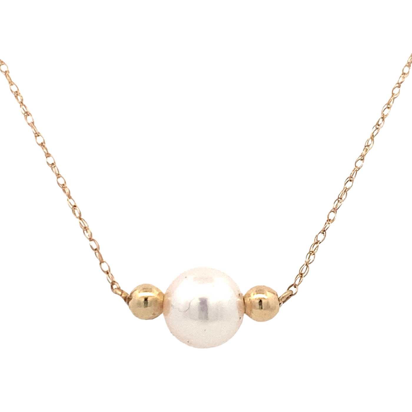 Children's One Pearl Add-A-Pearl Necklace in Yellow Gold by B&C
