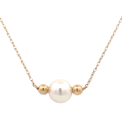 Children's One Pearl Add-A-Pearl Necklace in Yellow Gold by B&C