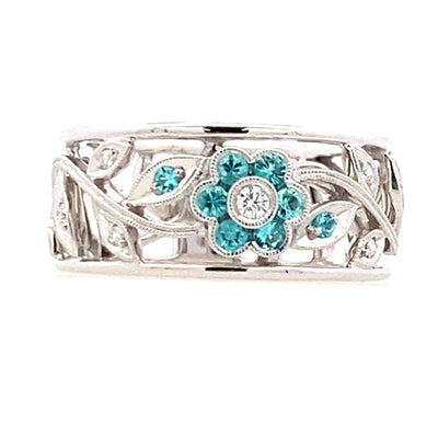 Paraiba Tourmaline and Diamond Ring in White Gold by Simon G