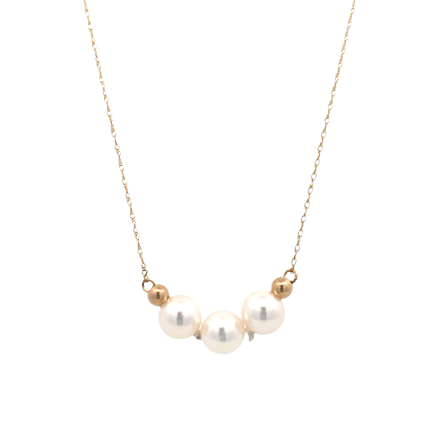 Three Pearl Add-a-Pearl Necklace in Yellow Gold by B&C