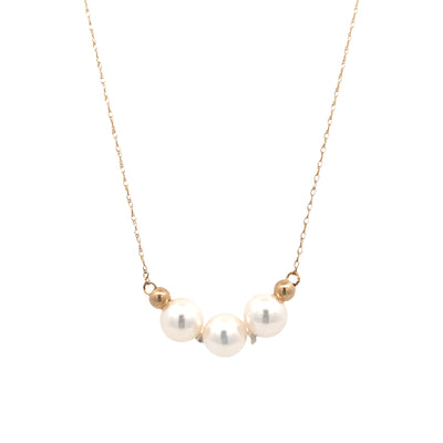 Three Pearl Add-a-Pearl Necklace in Yellow Gold by B&C