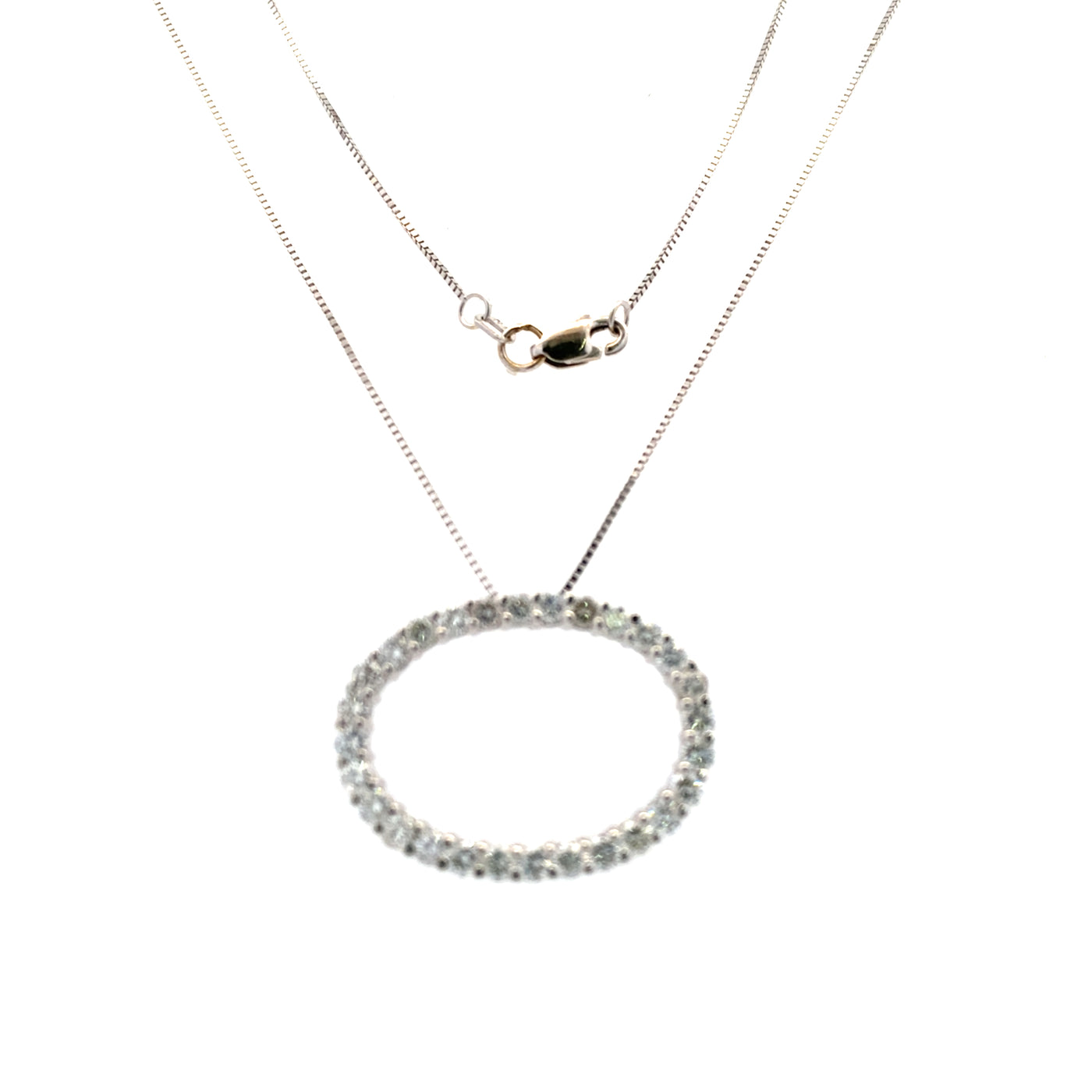 ESTATE Diamond Oval Pendant in White Gold