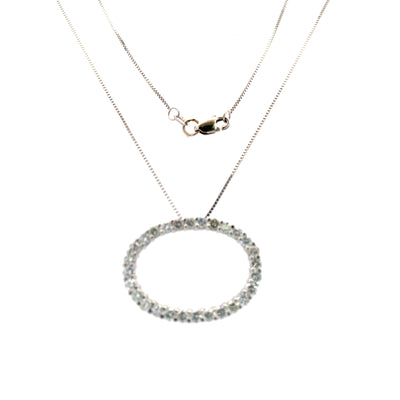 ESTATE Diamond Oval Pendant in White Gold