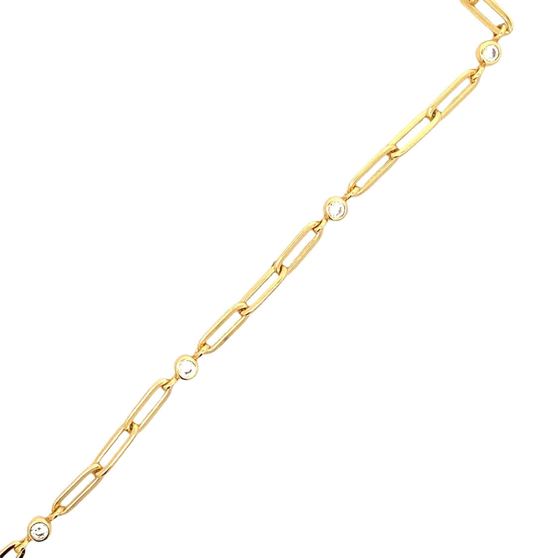 CZ Paperclip Bracelet in Silver with Yellow Gold Plating by Ania Haie