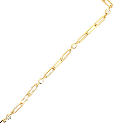 CZ Paperclip Bracelet in Silver with Yellow Gold Plating by Ania Haie