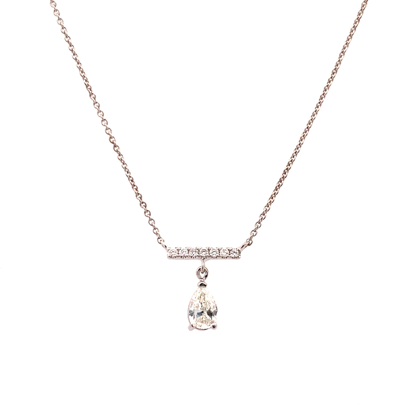 Beeghly & Co. 14 Karat Bar necklace with Drop Pear Diamond QPTNQ7231