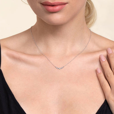 White Sapphire Curved Bar Necklace in White Gold by Gabriel & Co.