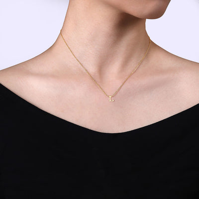 Initial “L” Link Necklace in Yellow Gold by Gabriel & Co.